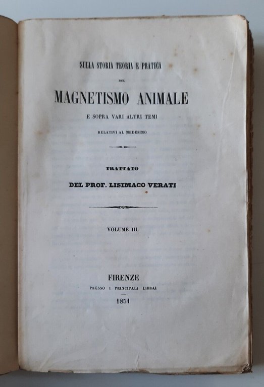 SULLA STORIA TEORIA E PRATICA DEL MAGNETISMO ANIMALE L. VERATI …