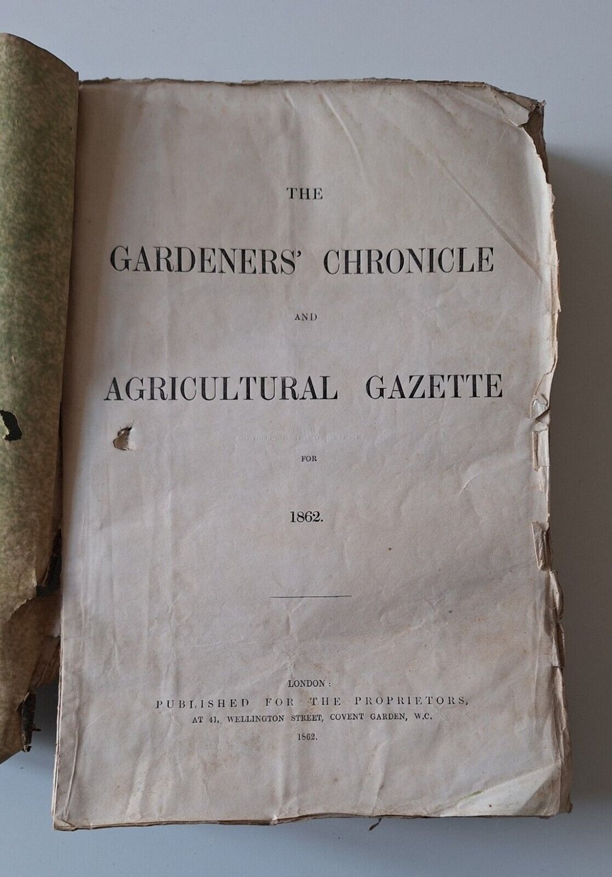 THE GARDENERS' CHRONICLE AND AGRICULTURAL GAZETTE FOR 1862 SCOMPLETO