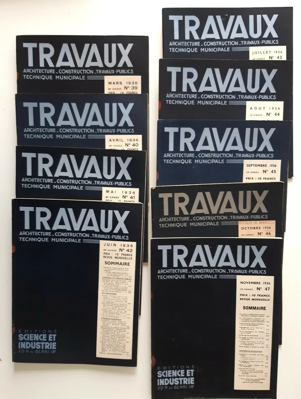 TRAVAUX ARCHITECTURE CONSTRUCTION ... ANNATA 1936 SCOMPLETA 9 NUMERI | Immagine principale