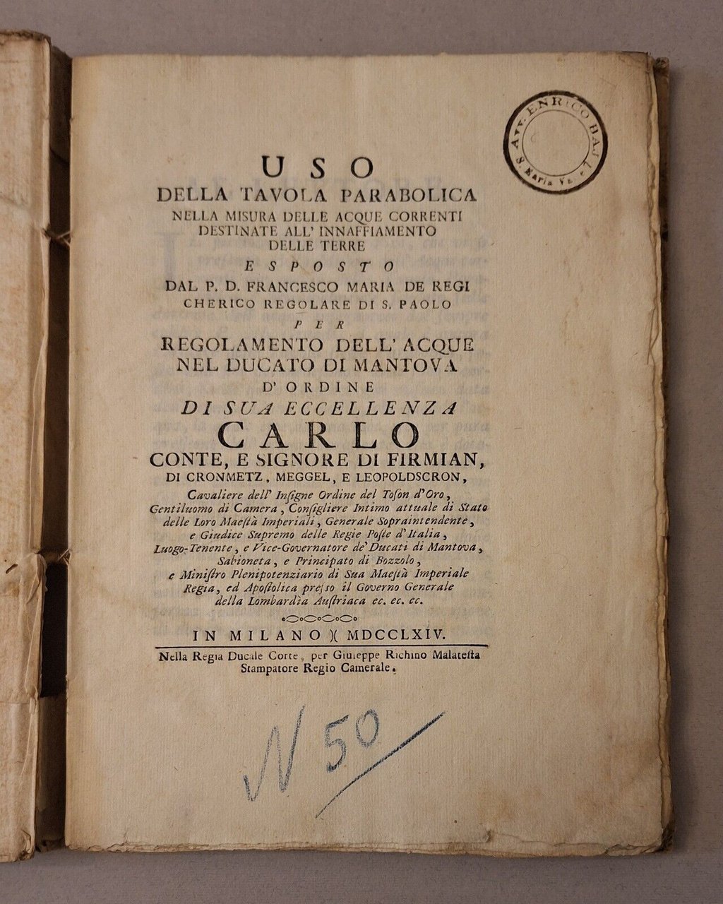 USO DELLA TAVOLA PARABOLICA MISURA DELLE ACQUE CORRENTI F.M. DE …