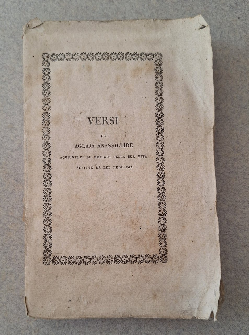 VERSI DI AGLAJA ANASSILIDE PADOVA TIP. CRESCINI 1826