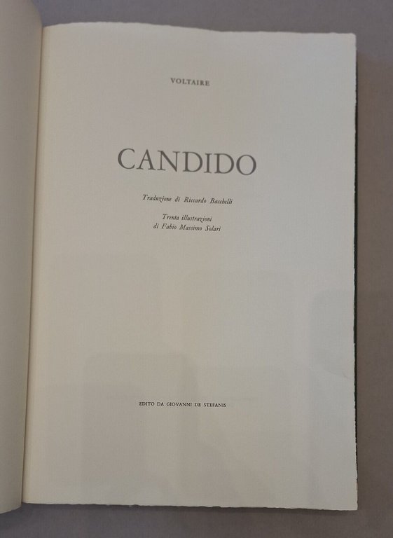 VOLTAIRE CANDIDO TRAD. BACCHELLI ILL. FABIO MASSIMO SOLARI ED. DE …