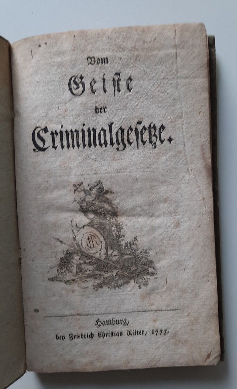 VOM GESITE DER CRIMINALGESESSE HAMBURG FRIEDRICH RITTER 1777