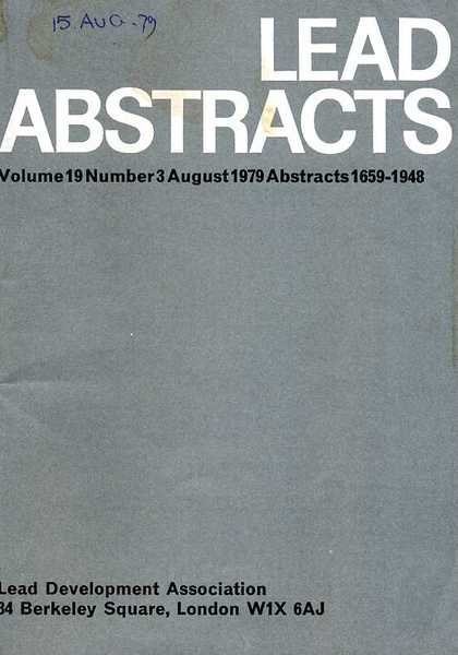 Lead Abstracts : Volume 19 Number 3 : August 1979 …