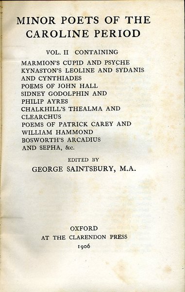 Minor Poets of the Caroline Period : Volume II