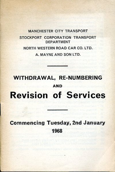 Manchester Public Transport : Withdrawal, Re-numbering and Revision of Services