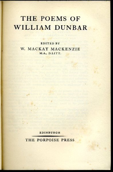 The Poems of William Dunbar