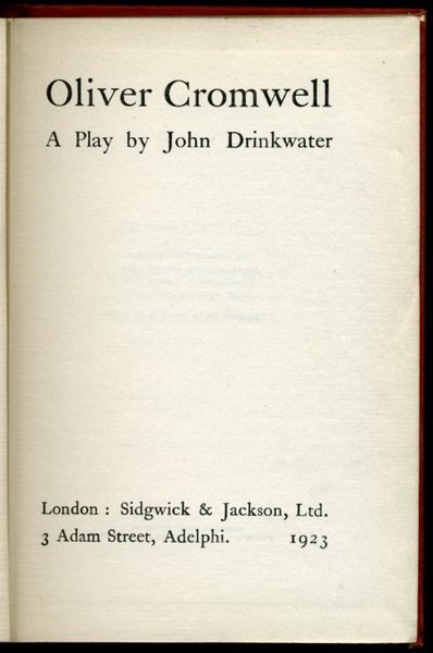 Oliver Cromwell : A Play