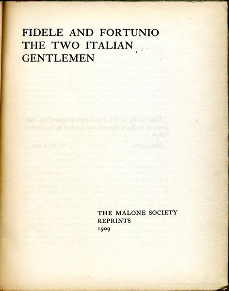 Fidele and Fortunio : The Two Italian Gentlemen