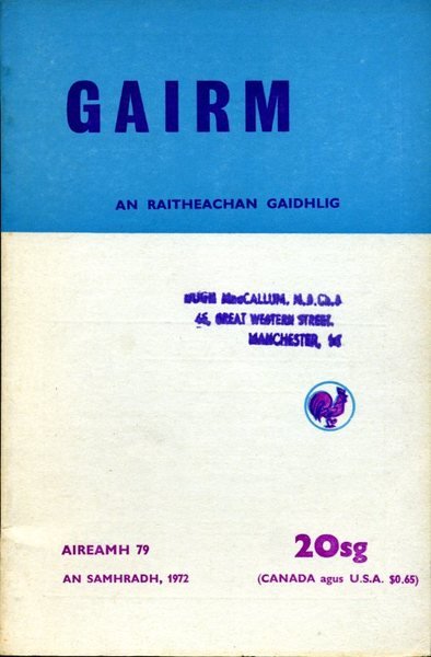 Gairm : An Raitheachan Gaidhlig : Summer 1972 - No …