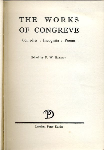 The Works of Congreve