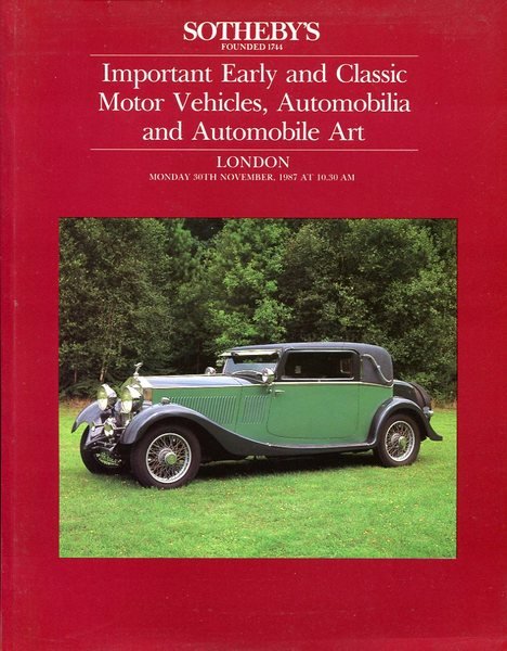 Sotheby's : Important Early and Classic Motor Vehicles Automobilia and …