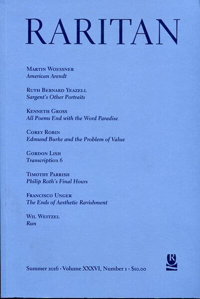 Raritan : A Quaterly Review : Summer 2016 - Vol … | Immagine principale