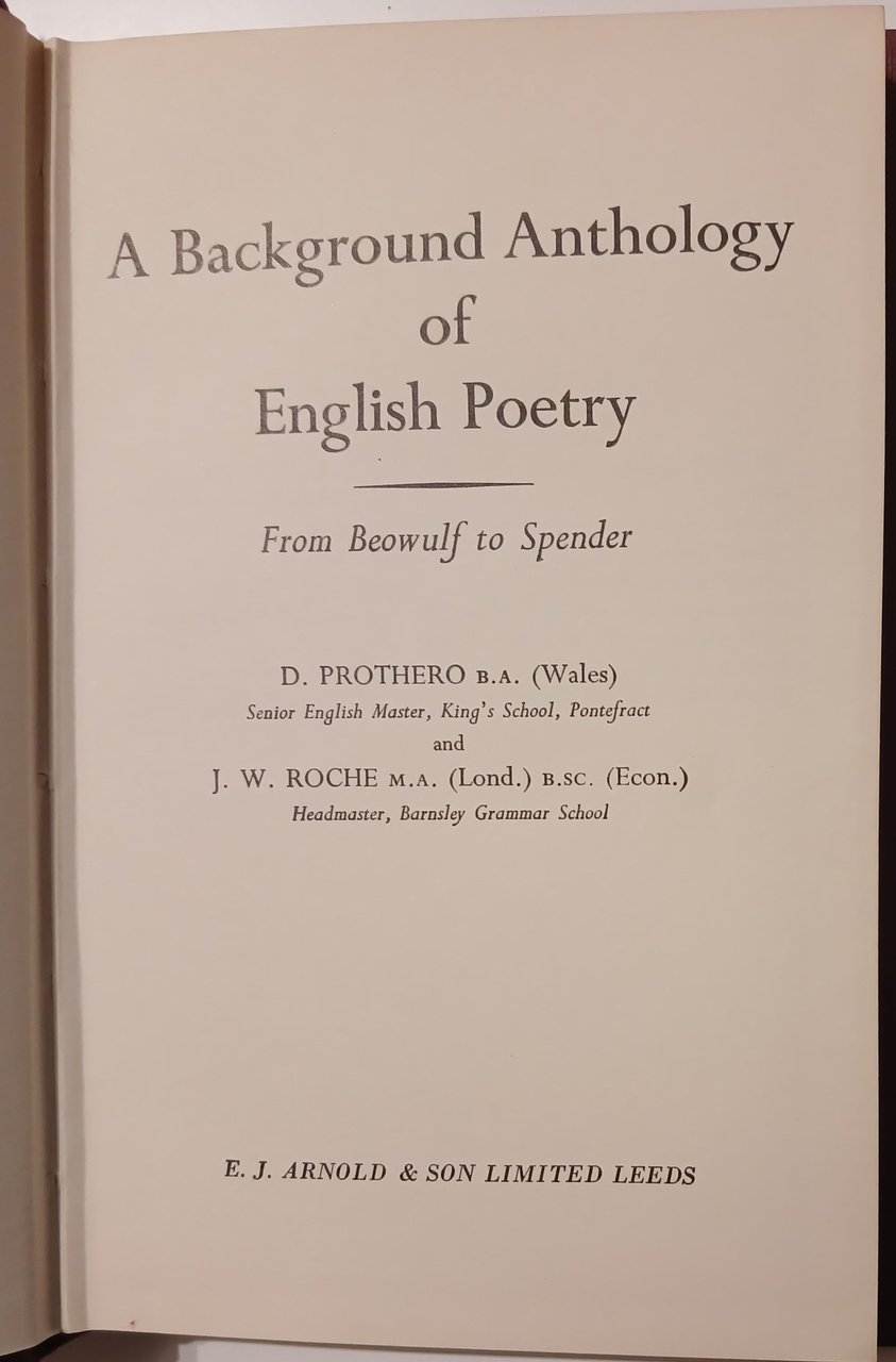 A Background Anthology of English Poetry : From Beowulf to … | Immagine principale
