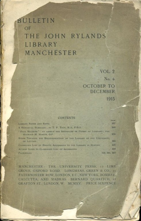 Bulletin of the John Rylands Library Manchester : Vol 2 … | Immagine Gallery 2
