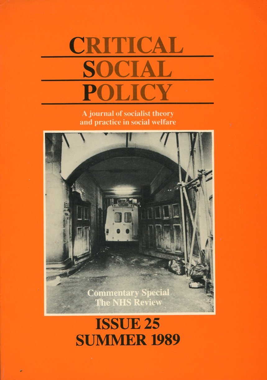 Critical Social Policy : Issue 25 - Summer 1989 | Immagine principale
