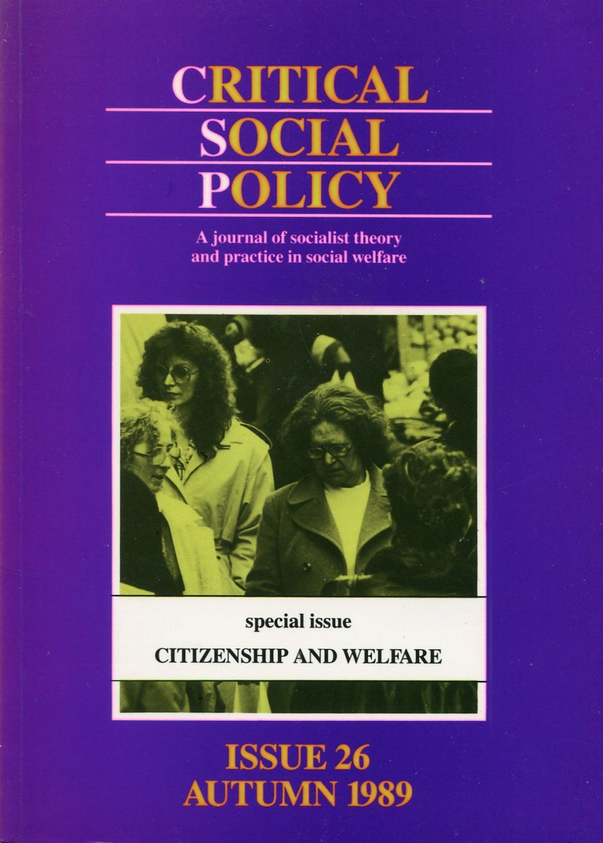Critical Social Policy : Issue 26 - Autumn 1989 | Immagine principale