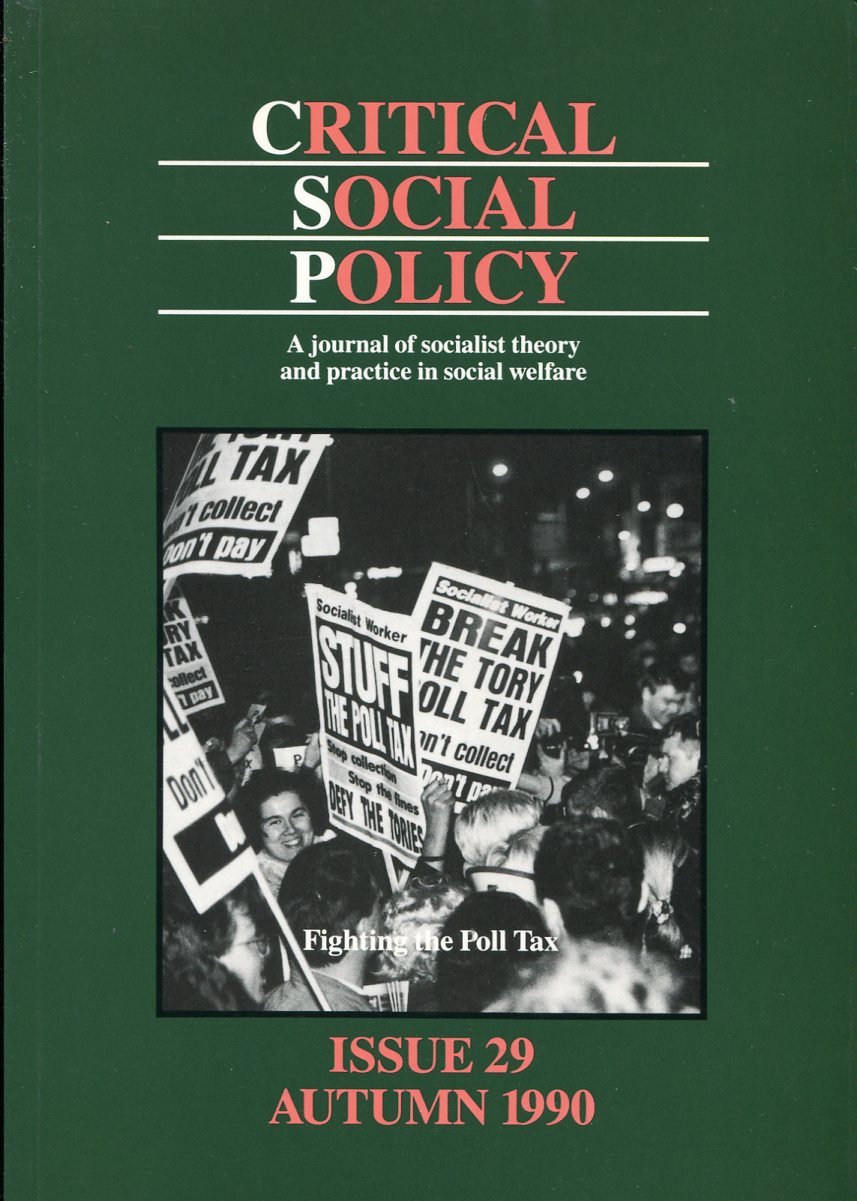 Critical Social Policy : Issue 29 - Autumn 1990 | Immagine principale