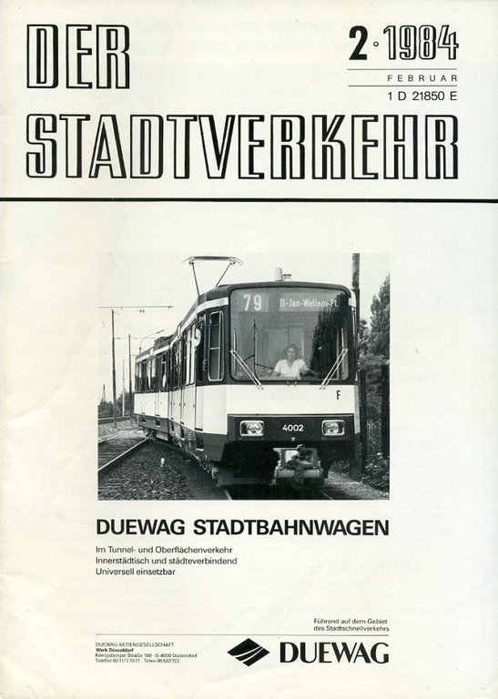 Der Stadtverkehr : February 1984 No 2 | Immagine Gallery 2