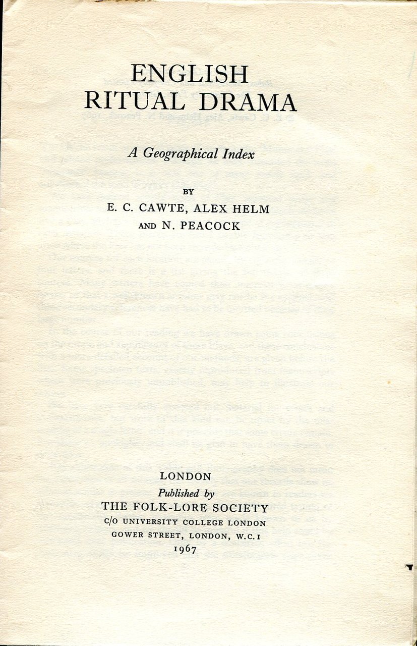 English Ritual Drama : A Geographical Index | Immagine principale