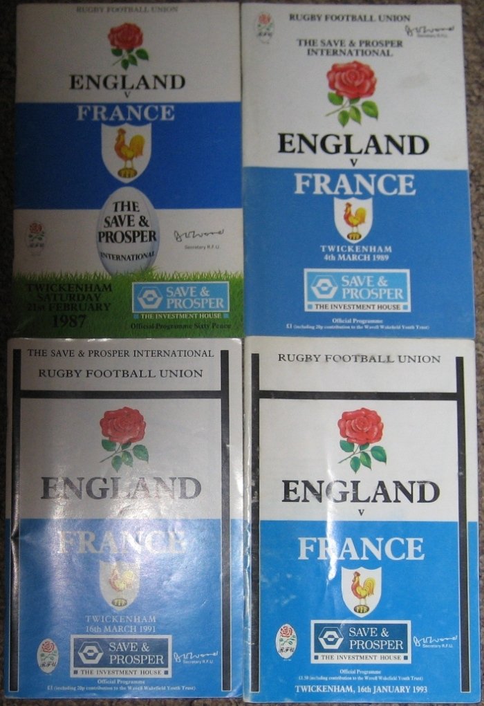 Four Rugby Football Union Programmes : England v France | Immagine principale