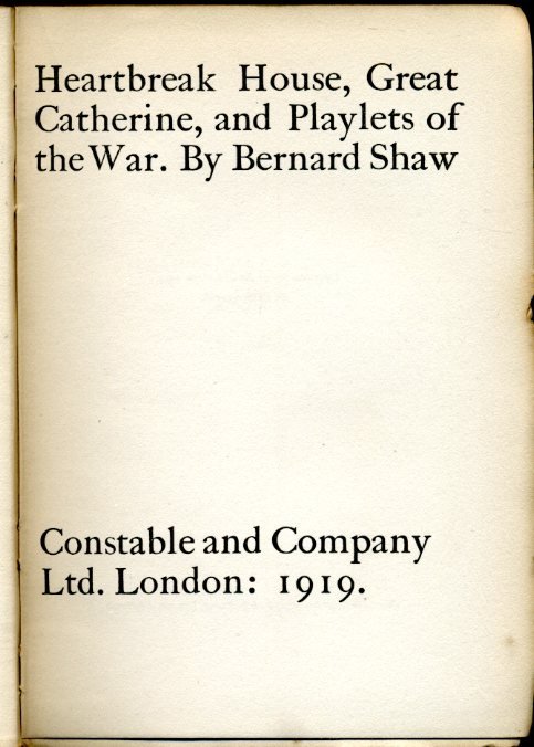 Heartbreak House. Great Catherine and Playlets of the War. | Immagine Gallery 2