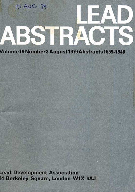 Lead Abstracts : Volume 19 Number 3 : August 1979 … | Immagine Gallery 2