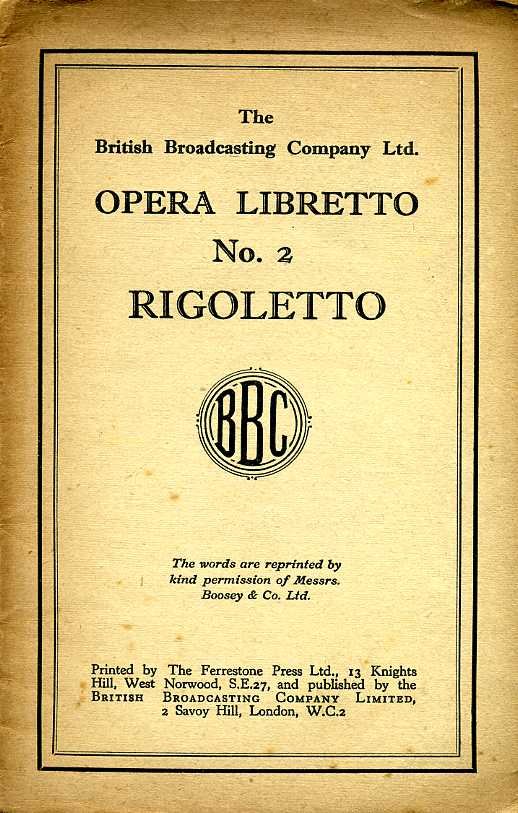 Opera Libretto : No 2 : Rigoletto | Immagine principale
