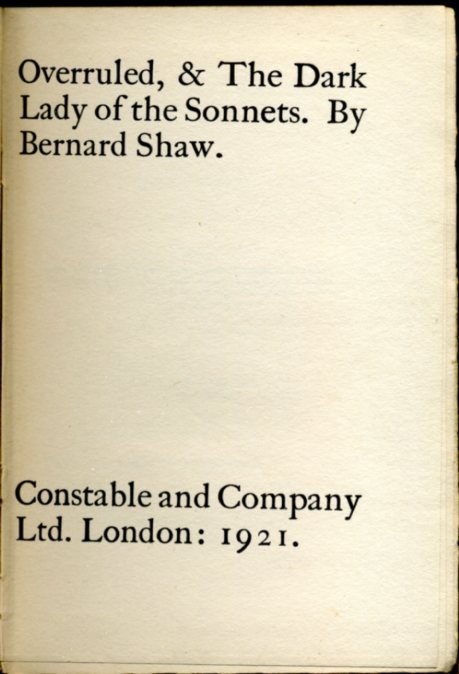 Overruled and the Dark Lady of the Sonnets | Immagine Gallery 2