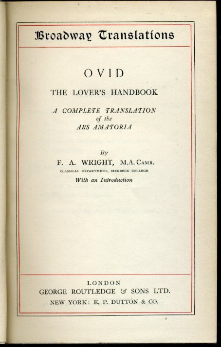Ovid : The Lover's Handbook : A Complete Translation of … | Immagine Gallery 2