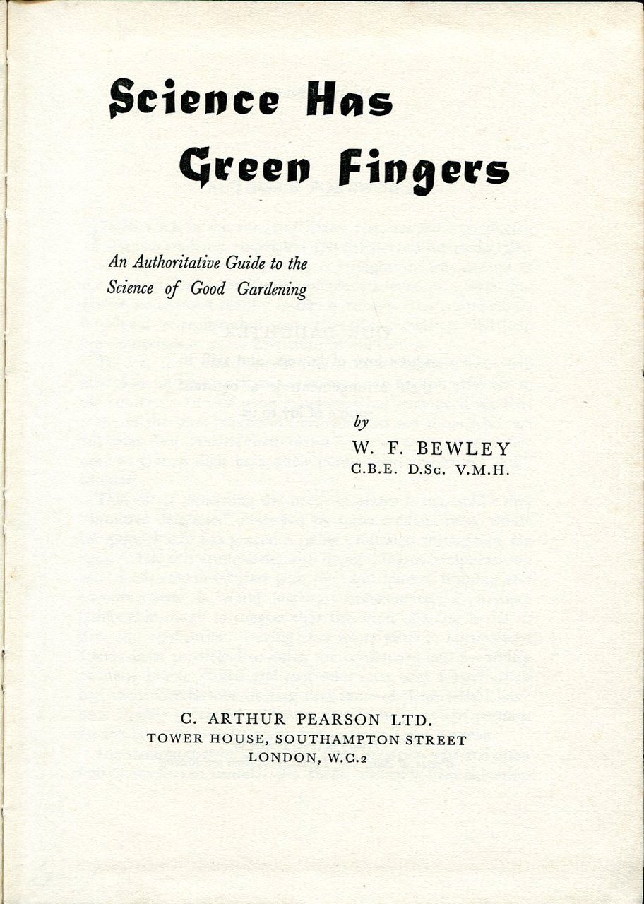 Science Has Green Fingers : An Authoritative Guide to the … | Immagine principale