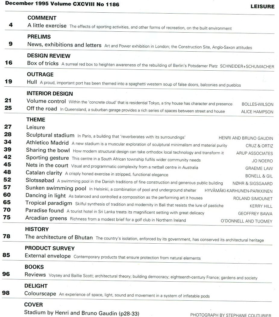 The Architectural Review No. 1186 December 1995 | Immagine principale