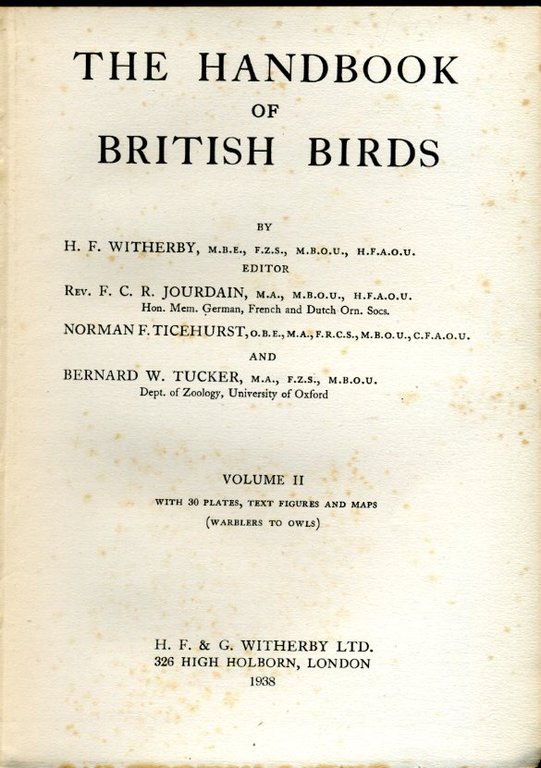 The Handbook of British Birds Volume II : Warblers to … | Immagine Gallery 2
