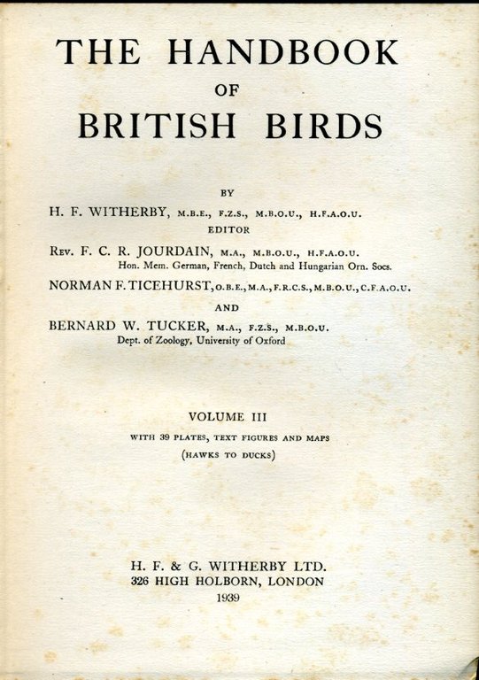 The Handbook of British Birds Volume III : Hawks to … | Immagine Gallery 2