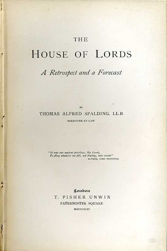 The House of Lords : A Retrospect and a Forecast | Immagine principale