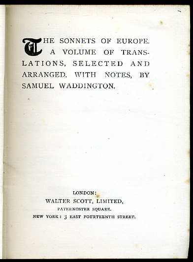 The Sonnets of Europe : A Volume of Translations | Immagine principale