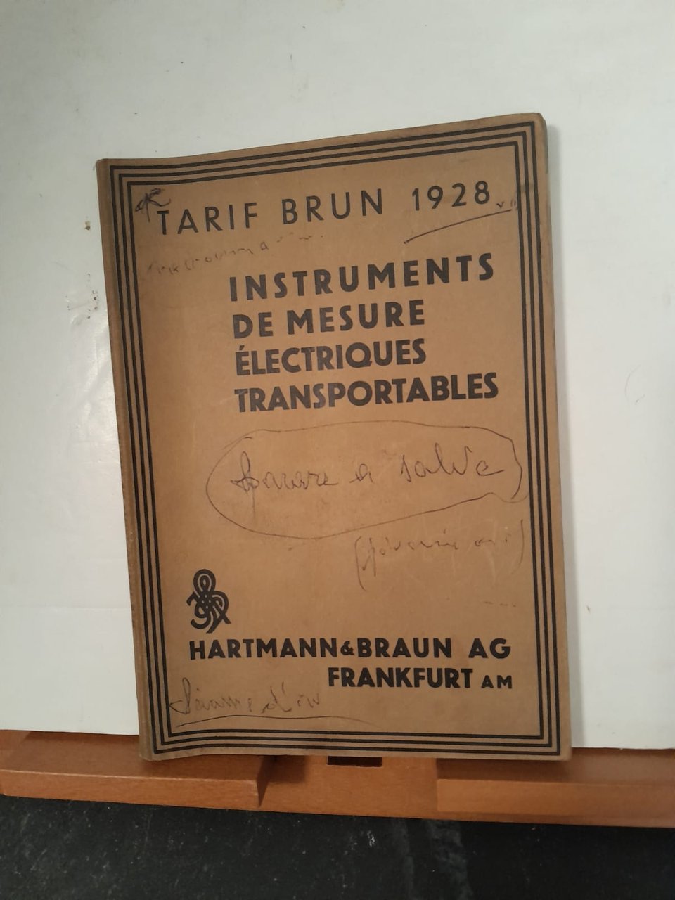 Instruments de mesure électriques transportables Tarif Brun 1928