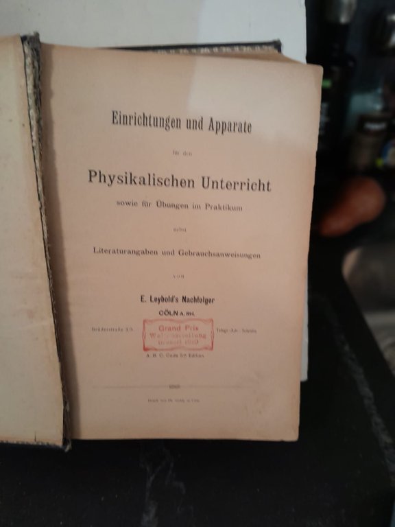 Mechanische und Optische Werkstatten Preisverzeichnis Physikalischer Apparate
