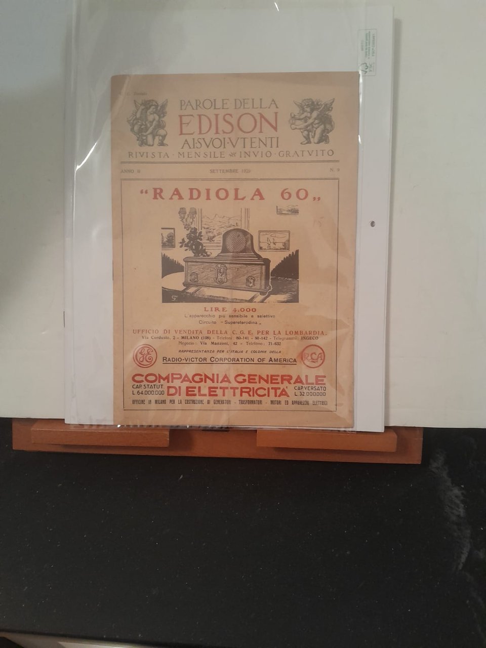 Parole della Edison ai suoi utenti anno II settembre 1929 …