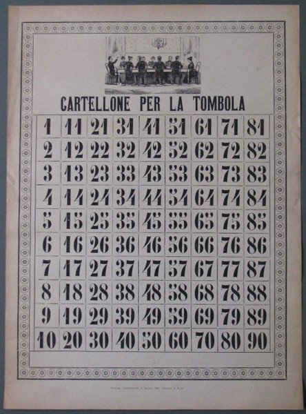 GIOCO. CARTELLONE PER LA TOMBOLA. Firenze, stabilimento Salani 1929