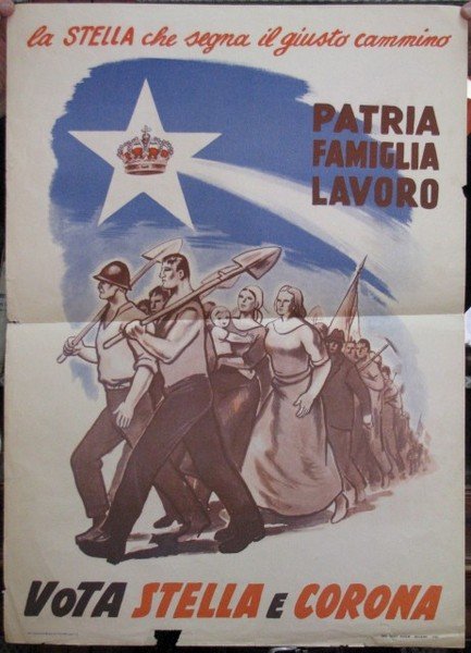 MANIFESTO elettorale del 1953 del Partito Monarchico. Cartolina