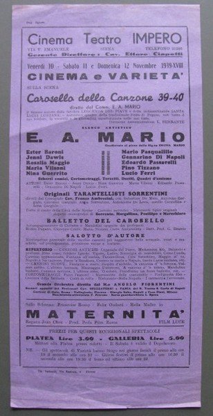 Teatro - Siena. Locandina del 1939.