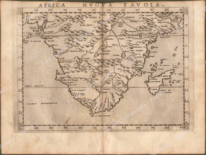 AFRICA.‚ÄúAFRICA NUOVA TAVOLA‚Äù. Carta tratta dall‚Äôopera ‚ÄúGEOGRAPHIA CL. TOLEMAEI ALEXANDRINI‚Äù. …