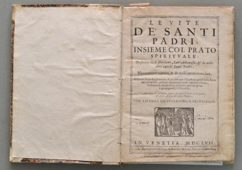 Agiografia, figurato 1657. &quot;LE VITE DE SANTI PADRI,.l&#39;Opera&quot;. Venezia, 1657