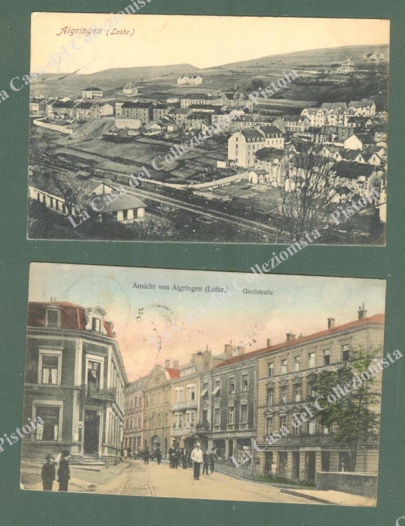 ALGRINGEN, ALGRANGE. Mosella, Francia. 2 cartoline d&#39;epoca viaggiat nel 1914
