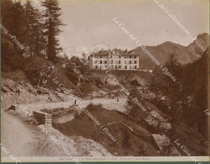 Aosta. GRESSONEY S. JEAN. Hotel Miraval. Fotografia originale, fine 1800