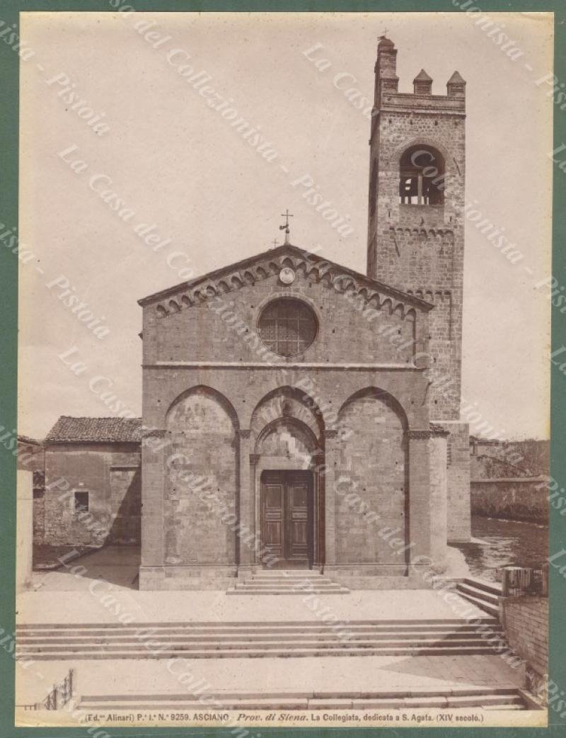 ASCIANO, Siena. La Collegiata. Foto originale Alinari, circa 1890