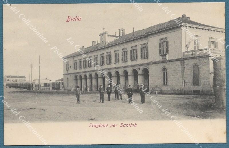 BIELLA. Stazione per SanthiÃ . Cartolina, non viaggiata, inizio &#39;900.