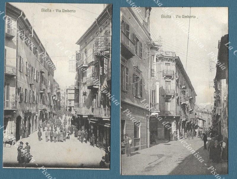 BIELLA. Via Umberto. 2 diverse cartoline inizio 1900