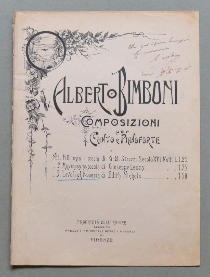 BIMBONI ALBERTO (1882 - 1960). Compositore e direttore d&#39;orchestra. Dedica …